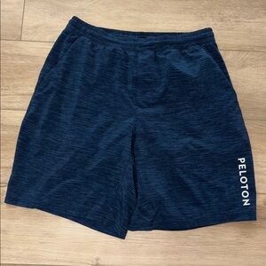 Lululemon Peloton performance Men's heathered navy and black workout shorts L